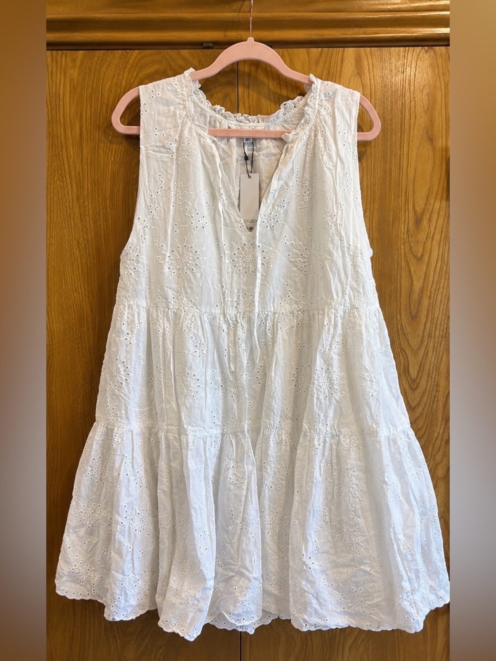 NWT BB Dakota The Papaya Eyelet Mini Dress White L 100% Cotton
